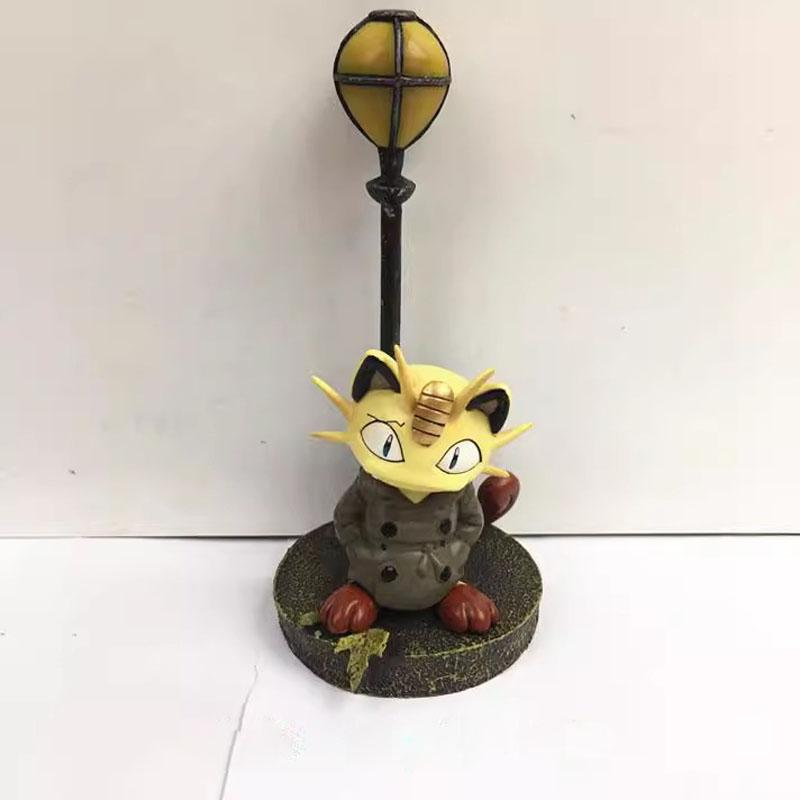 

15cm Pokemon Anime Figures Team Rocket Meowth Street lamp Scene PVC Toys Action Doll Model Room Decoration Gift