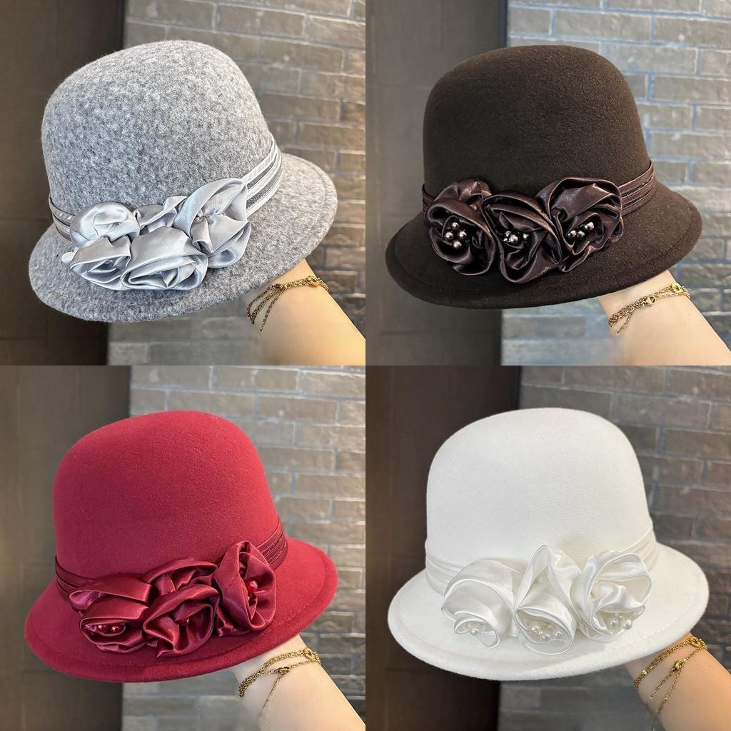 Wool Beret Hat For Women With Floral Embellishments And Wide Brim Winter Fashion