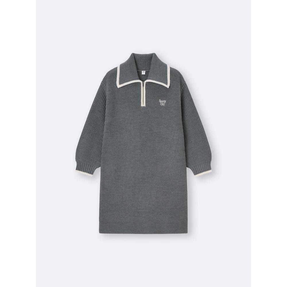 Gu By Uniqlo Girls Half Zip Knit Dress +e