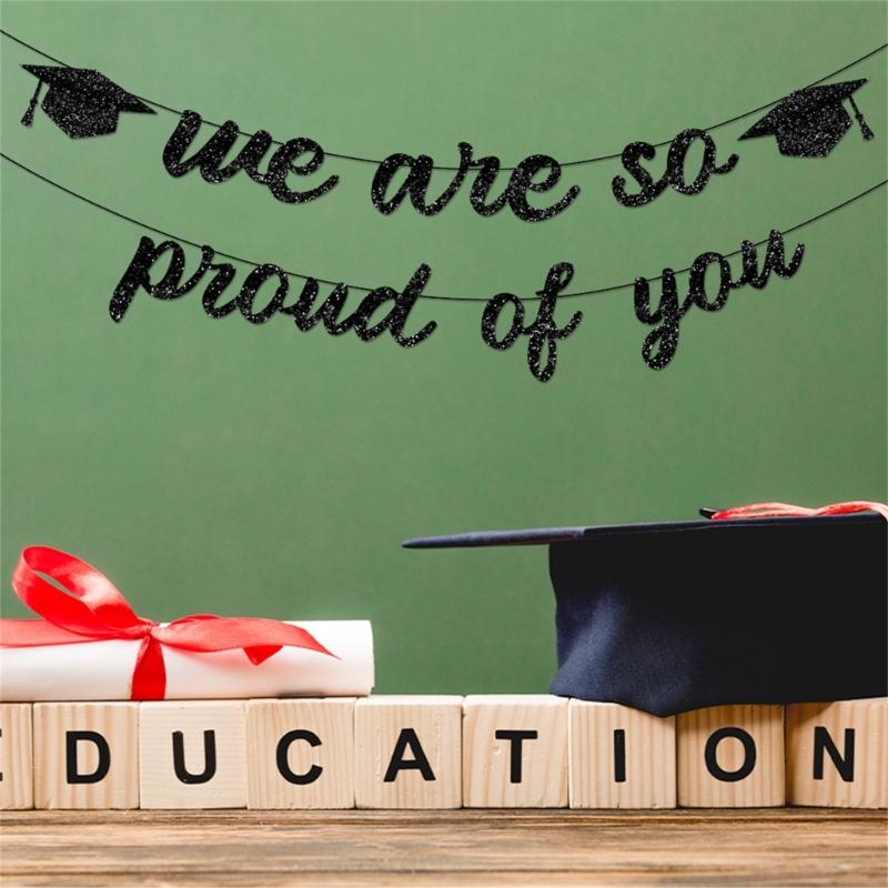 Graduation Decoration Banners With Glittering Finish Multipurpose Hanging Streamers 3 Color Option