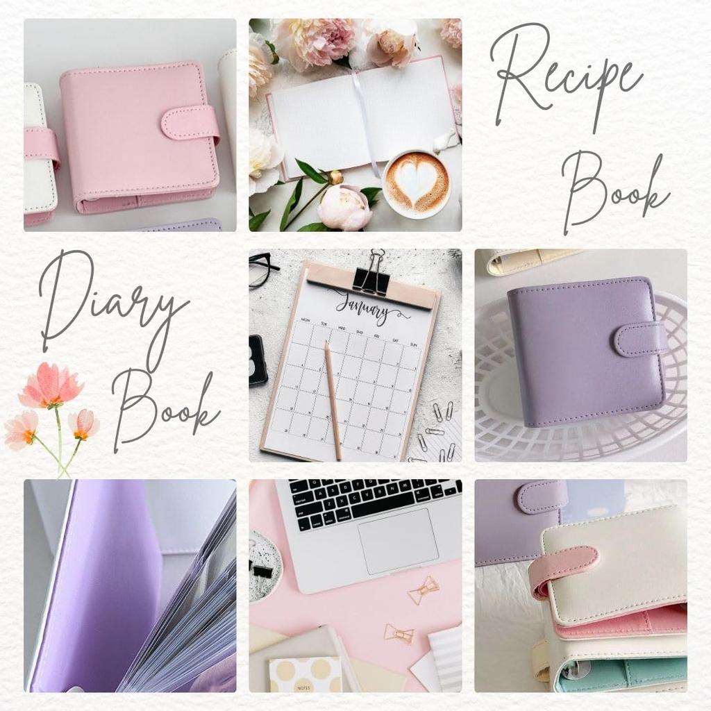 LINAXYZ Mini Binder for Trading Card Korean ID Membership and Refills White Moss 3-Ring Cards, Collectibles, Holders, Instax, Badges, Favorites,