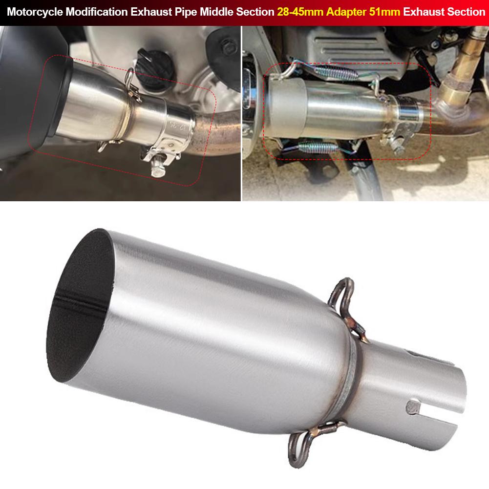 Motorcycle Modification Exhaust Pipe Middle Section 28-45mm Adapter 51mm Exhaust Section Non-destructive Install