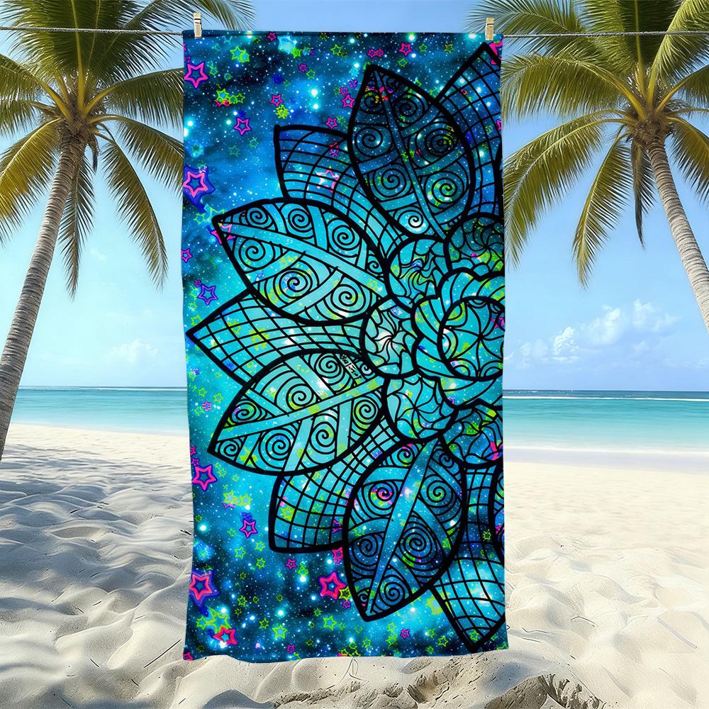 Seaside Microfiber Beach Towel, Water-Absorbing Quick-Drying Double-Sided Velvet Printed Bath Towel