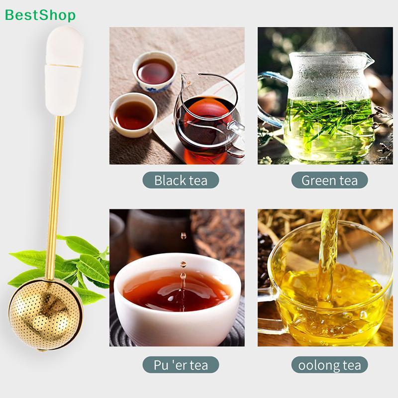 Gold Stainless Steel Tea Infuser Ball with Long Handle - Reusable Loose Leaf Tea Strainer for Brewing