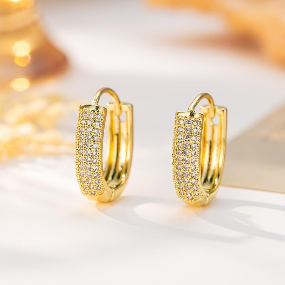 Resort-Style Retro Zircon Double Row Hollow Ear Cuff Earrings - Chinese Fashion Exquisite Design