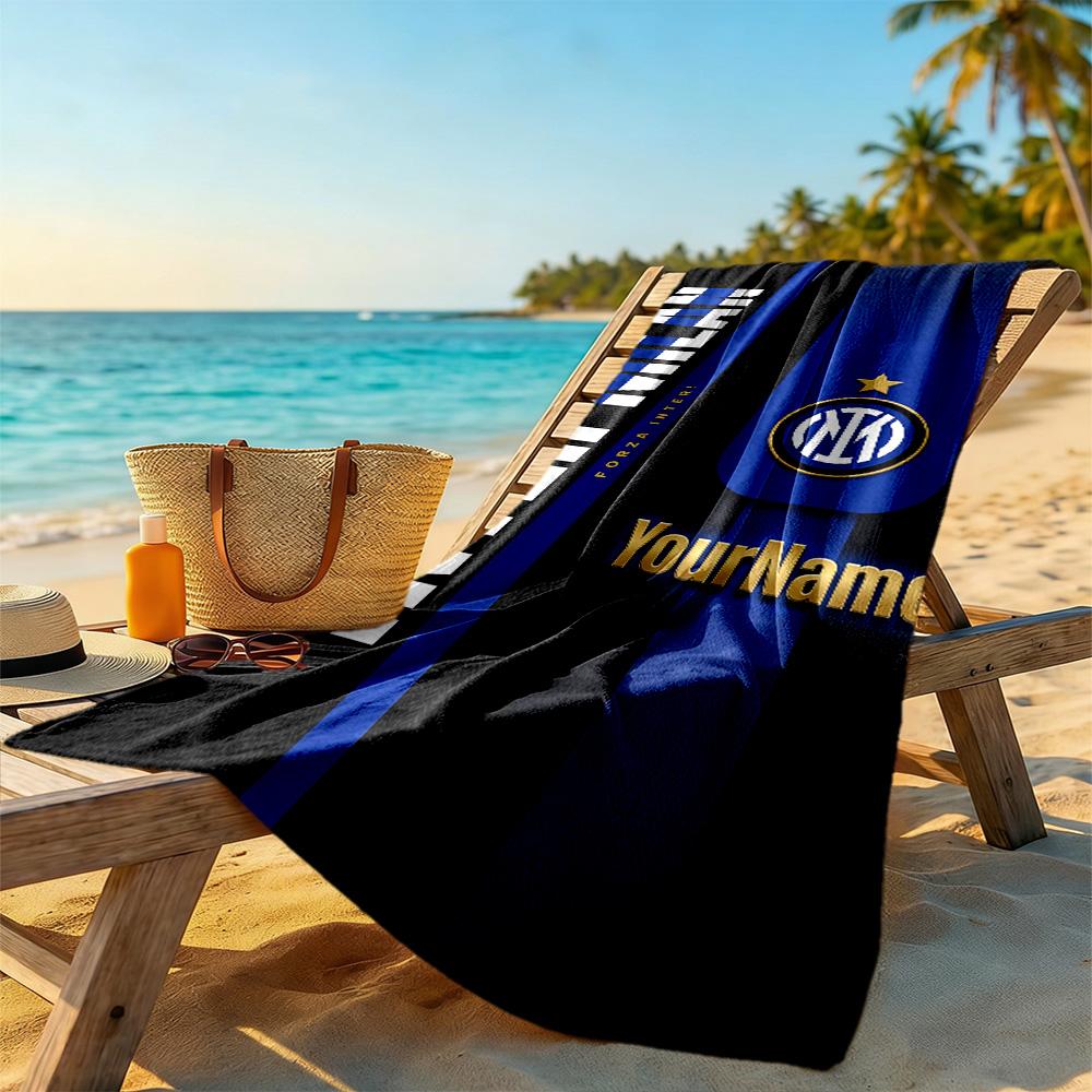 Inter Milan Customize Your Name Beach Towel High Absorbency & Quick-Dry