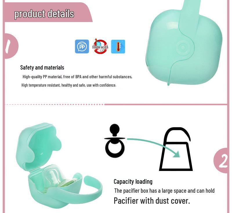 PP Plastic Pacifier & Teether Storage Case - Anti-Drop, Portable Nipple Box