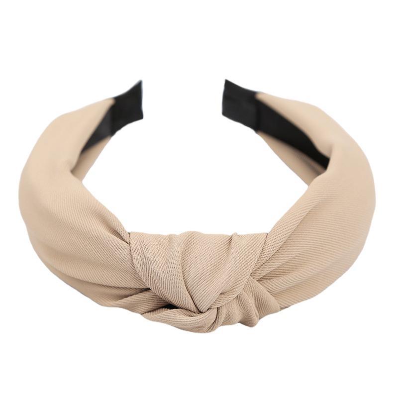 Popular Women Leopard Print Satin Fabric Knot Headband Lady Girls Simple Solid Twill Cloth Knotted Hairband Casual Head Hoop