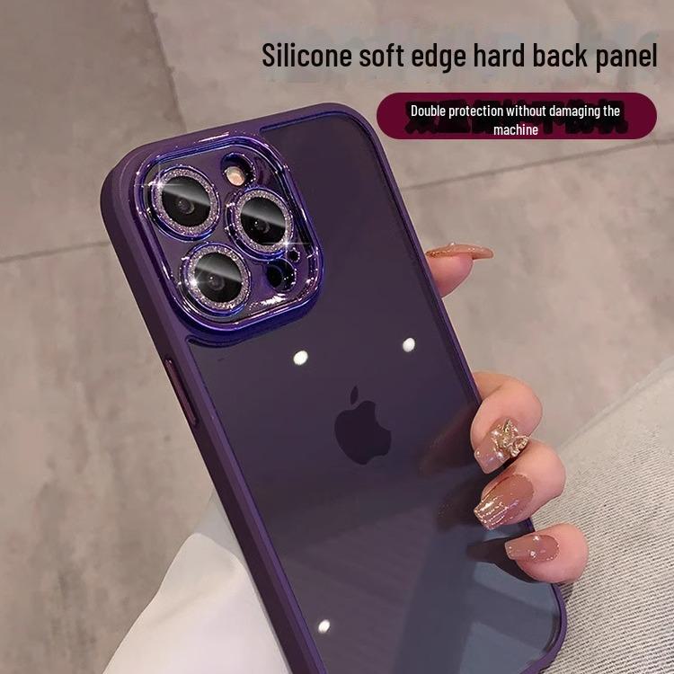 Glitter Lens Film Case for iPhone 15 with High Transparency, Soft Edge, Anti-Fall - Fits Apple 14, 13, 12
