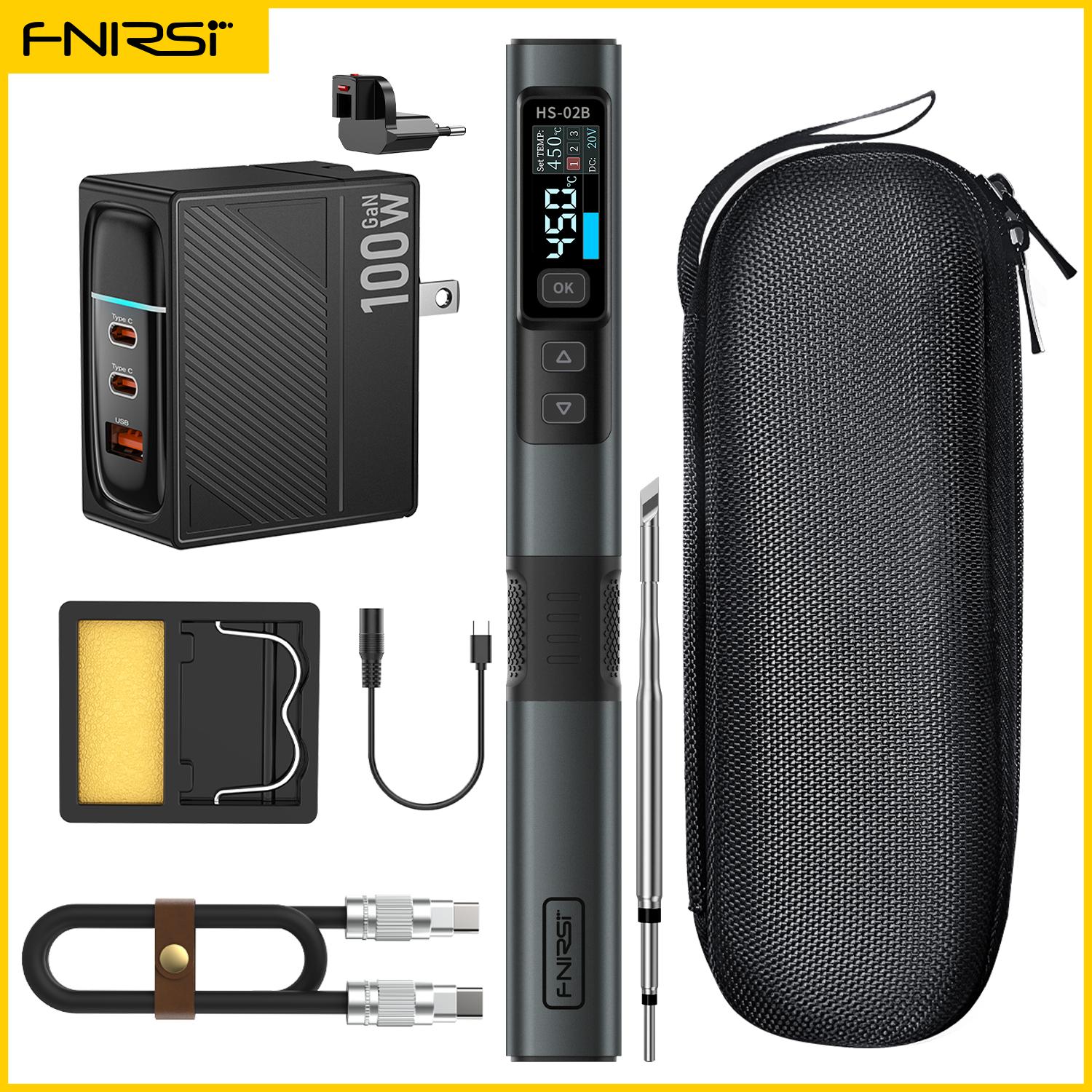 

FNIRSI HS-02 Паяльник с регулируемой температурой DC 24 В 100-450 ℃ Сварочная паяльная паяльная станция PD 100 Вт Портативный ремонтный инструмент HS02B-K-100W
