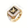 Luxury, high-end, atmospheric, men's fashionable eagle ring with diamond inlay around the perimeter, versatile ring with temperament