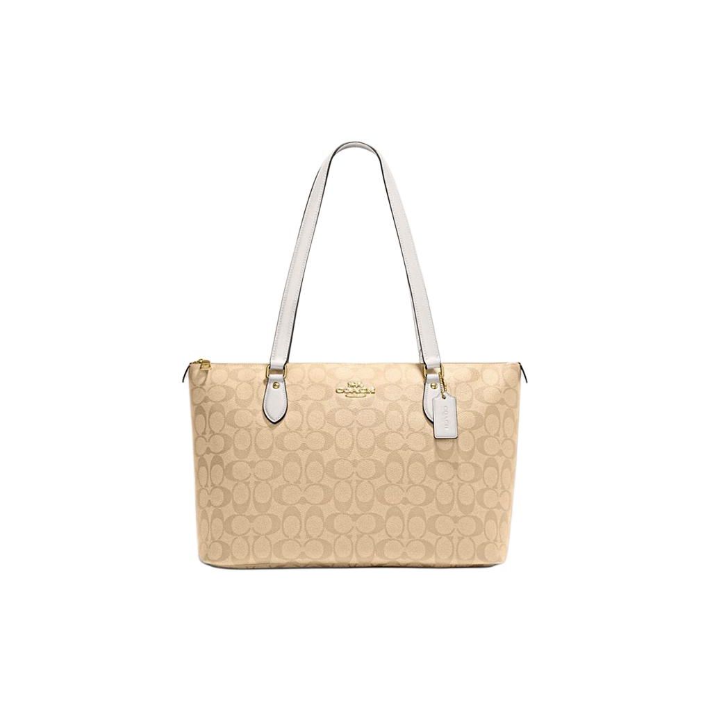Coach Gallery 36 Classic Monogram Zip Closure Coated Canvas And Recycled Leather Tote Bag Women Tote Bags Light-Khaki CS187-IMDQC Basic Set (Bag+Dust Bag)