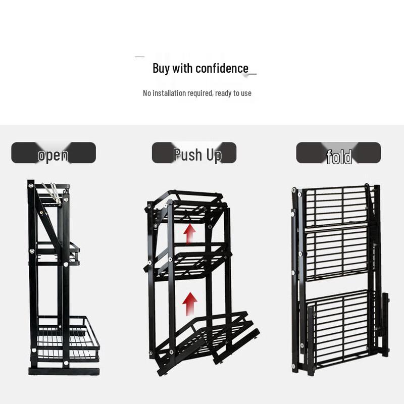 Handun No-Drill Foldable Wall-Mounted Two-Tier Spice Rack