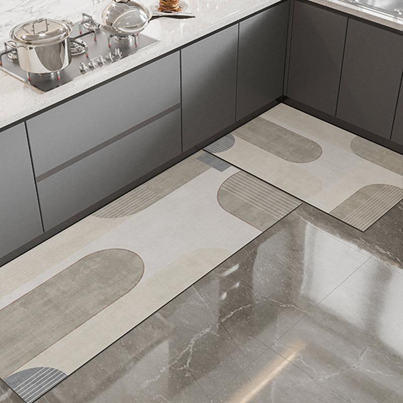 Carpet for Kitchen Waterproof Floor Mat Pvc Leather Foot Mats Non-slip Oil Proof Carpet Long Carpets Grey Home Decoration Rug