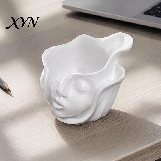 Head Shape Flowerpot Abstract Human Face Planter Pot, 3D Printed Pot Decor Flowerpot, Succulents Plants Container for Home Office Balcony Durable