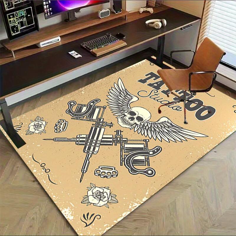 1pc Tattoo Studio Themed Rug for Home Decor, Non-slip Office Carpet, Chair mat, Outdoor Mat, Christmas and Halloween gifts-0731049
