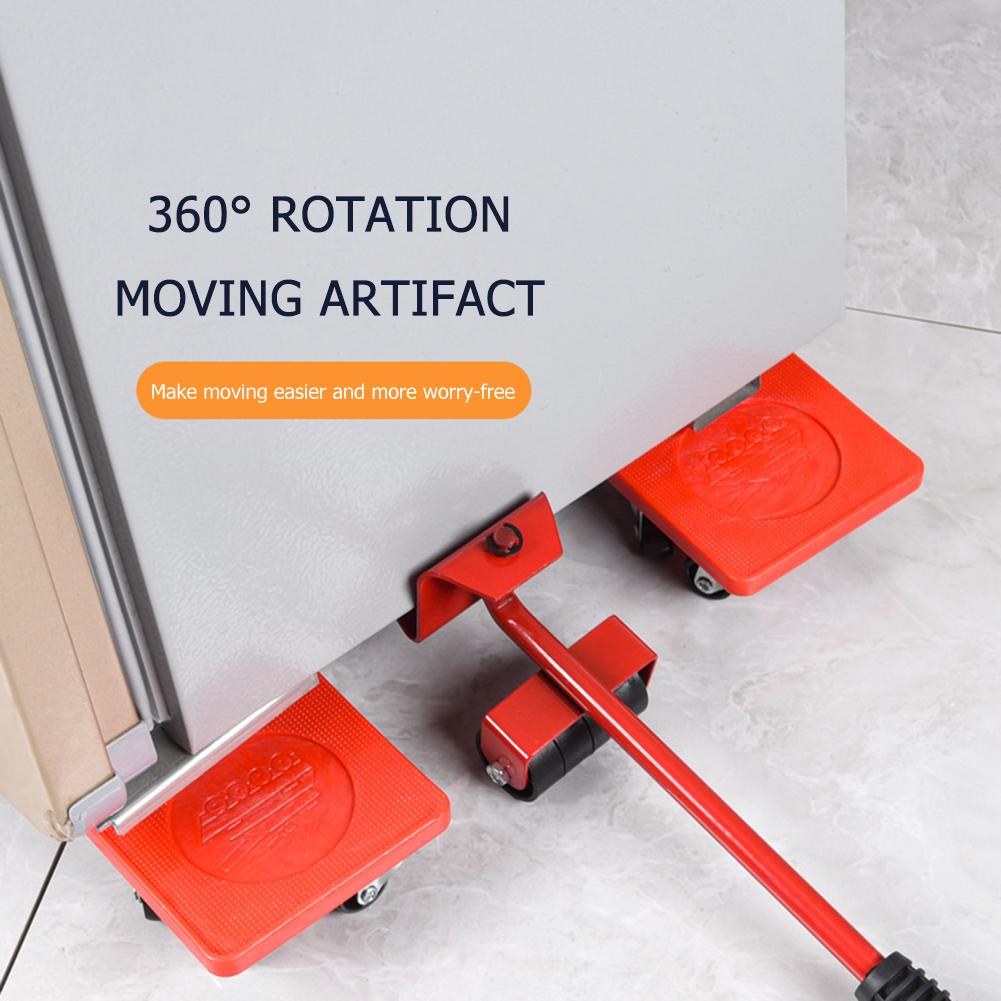 5pcs Furniture Transport Lifter Tool Heavy Stuffs Moving Wheel Bar Mover Device