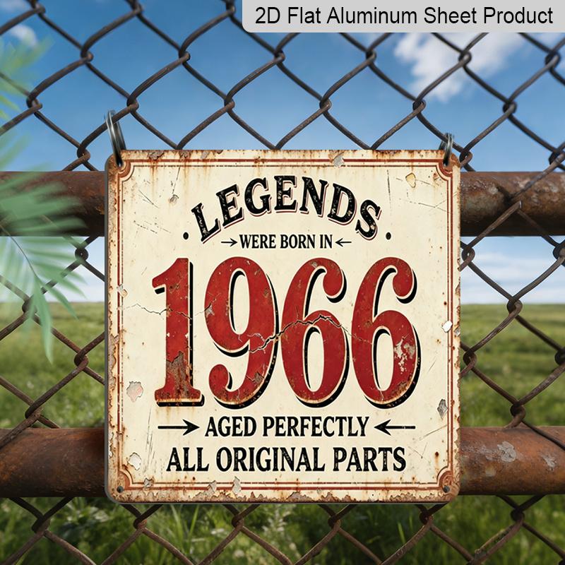 

2D Flat 1pc, Retro Metal Aluminum Sign, Legendary 1966 Sign, Christmas Gift, Steampunk Style, Gift for Parents and Partners, Suitable for Garden 20*20cm
