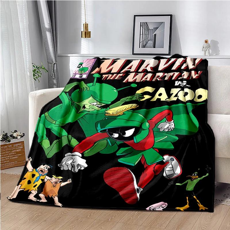 Marvin The Martian Animal Funny Throws Blanket Hiking Picnic Super Soft Quilt Bed Thermal Kawaii Flannel Blanket birthday gift