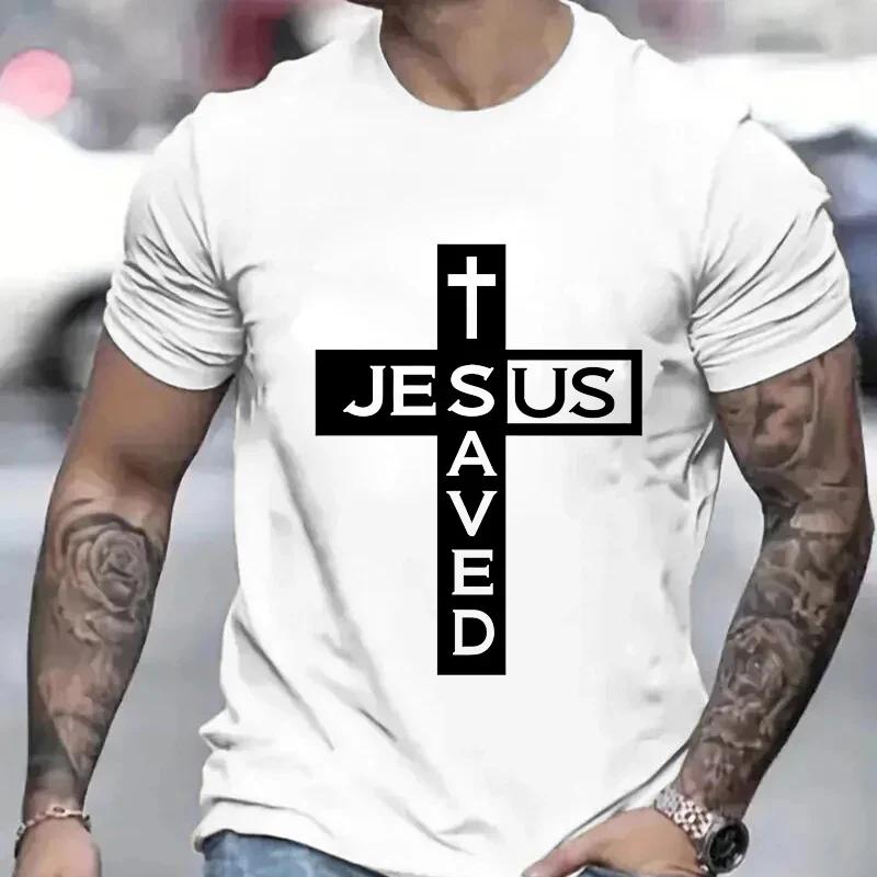 Y2k T-shirts for Men Clothes Short Sleeve T-shirts for Men Women's Tops Woman Jesus Saved My Life Unisex Oversized T-shirt Tops