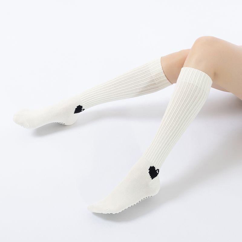 

Ретро Носки-сердечки для йоги, нескользящие, носки для пилатеса, осенне-зимние носки до колена, спортивные тренировочные носки, фитнес-носки до икры Milky White