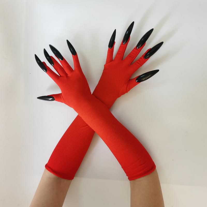 Halloween Cat Woman Paw Gloves With Long Fingernails And Claws Party Cosplay Costume Accessories