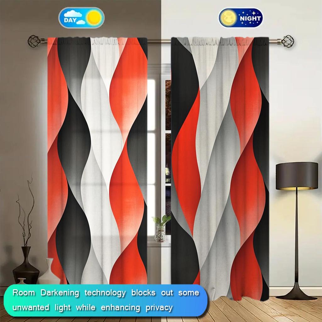 2pcs Three-dimensional Wave Waterfall Decorative Curtains   Semi-black-shading Curtains   Suitable for Decorating Various Room