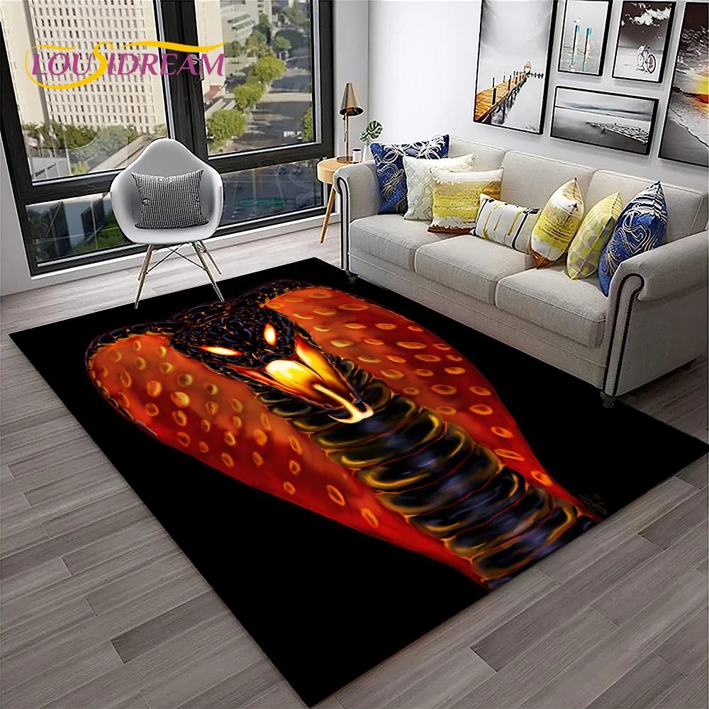 Gothic Serpent Viper 3D Python Snake Carpet Rug for Home Living Room Bedroom Sofa Doormat Decor,kids Area Rug Non-slip Floor Mat