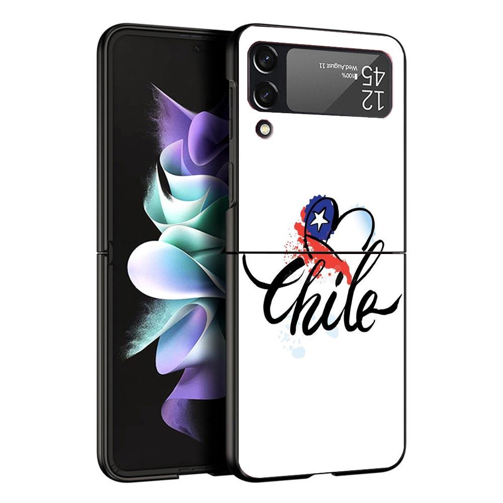 Chile Flag Black Phone Case For Samsung ZFlip7 ZFlip6 ZFlip5 ZFlip4 ZFlip3 5G Hard Protective Galaxy Z Flip 3 4 5 6 7