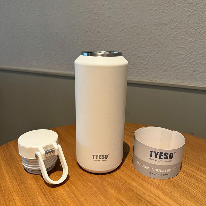 TYESO Vacuum Insulated Bottle Outdoor Sports Thermal Kettle Portable Handle 304 Stainless Steel Hot and Cold Drinking Water Cup