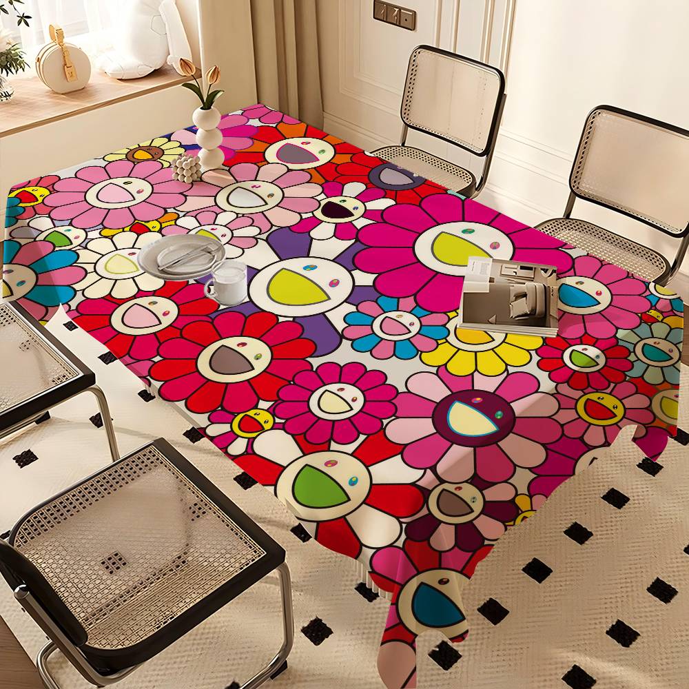 Blumen T-Takashi Kunst M-Murakami Rechteckige Tischdecken Waschbar Party Küche Esszimmer Wohnzimmer Geburtstagsdekoration Tisch