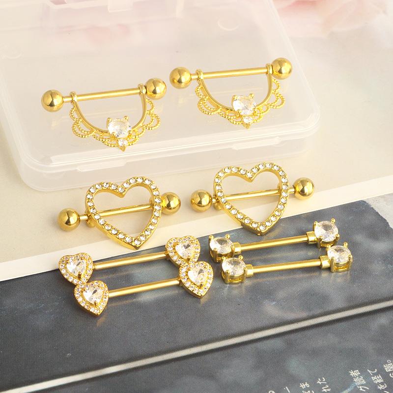 Stainless steel body piercing jewelry set - heart-shaped body piercing jewelry