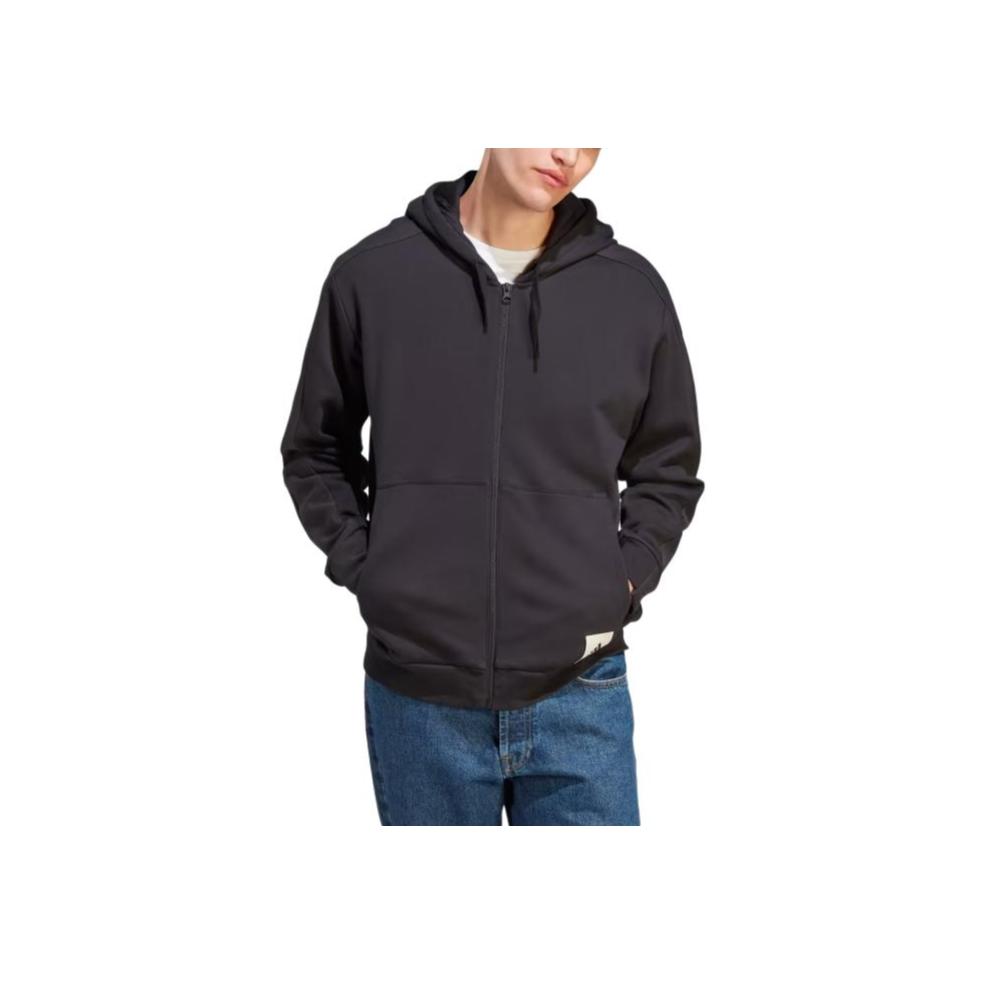 Adidas Lounge French Terry Full-Zip Hoodie Men Sweatshirt Black IQ3422
