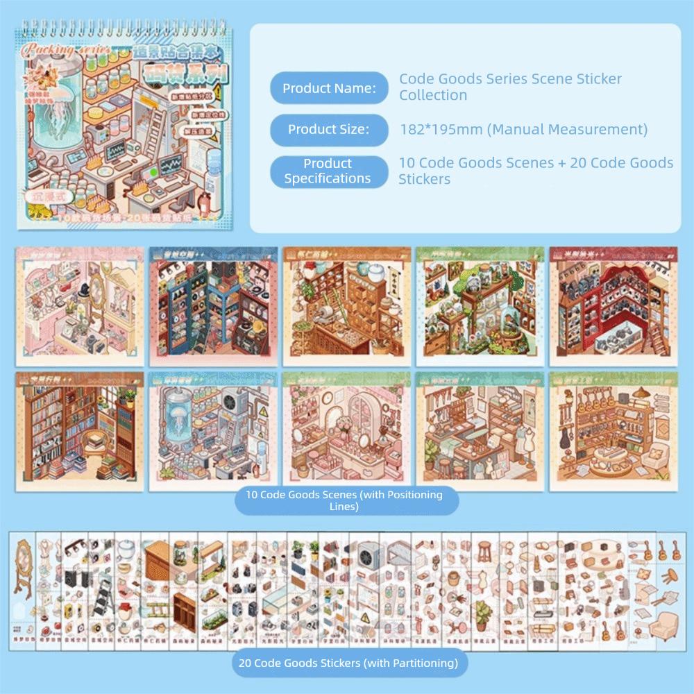 Cute Room Scene Miniature Scene Sticker Spiral Bound Decorating Sticker Book Student Stationery