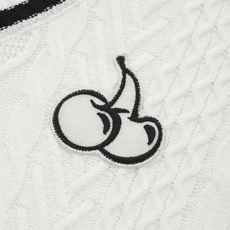 KIRSH Middle Cherry Twist V-Neck Knit [Ivory]