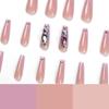 Wearable Nail Art Long Ballet Pink Wearable Nail Long Rhinestone Nail Art Finished Press on nail