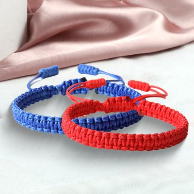 Unisex Hand Rope Adjustable Handmade Braided Solid Color Thick Anti-break Lightweight Stackable Wristband Symbolic Colors for Blessings Meaningful