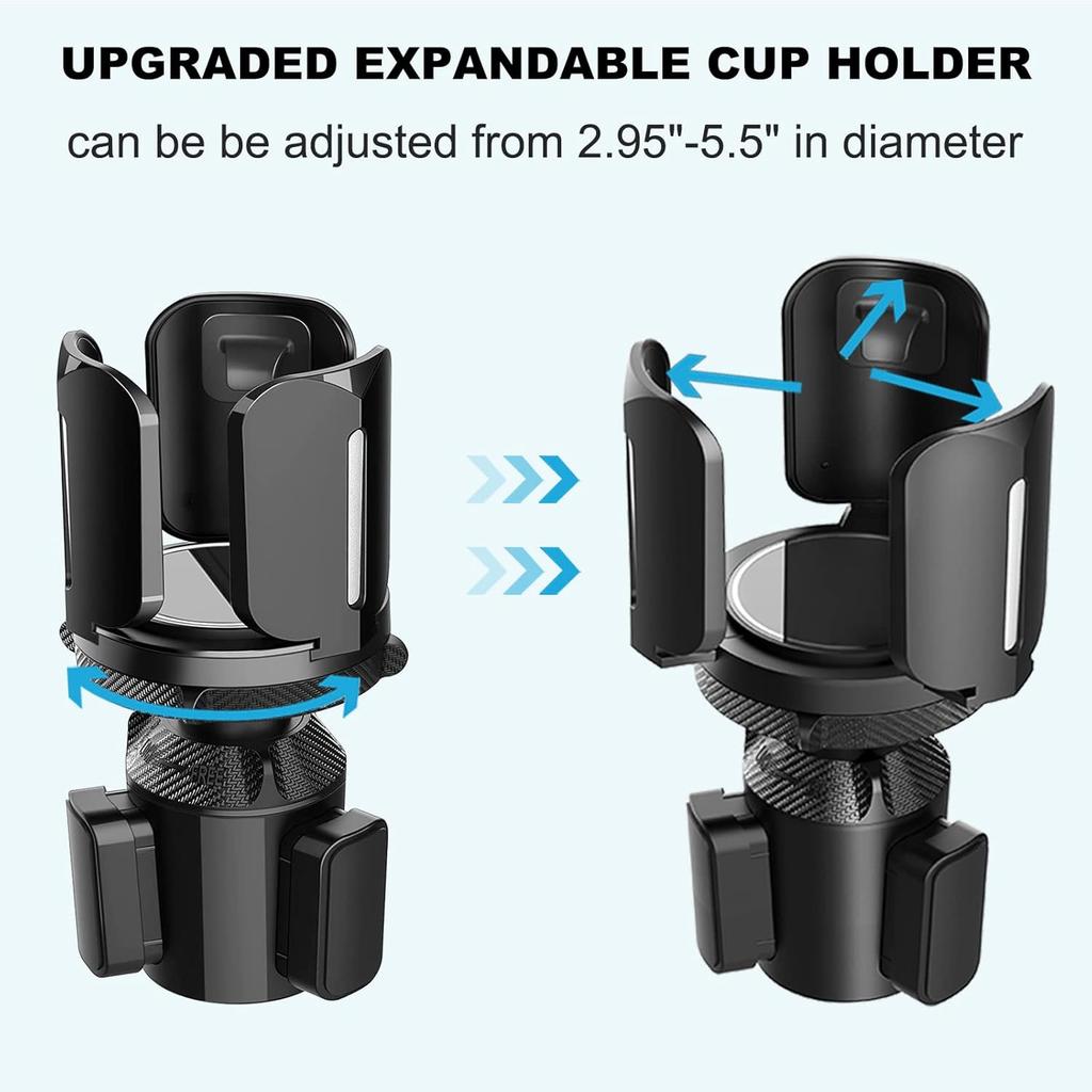 Upgraded Version 64 Ounce(about 1.9 kg)Large Cup Holder with Extended Coaster,Expandable Cup Holder Adapter with Adjustable Base,Universal