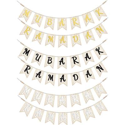 Bannière Décoration Musulmane Ramadan en Bois Drapeau à Tirer Ramadan Kareem Ornements Suspendus Ornements en Bois Eid Mubarak Cadeau Joyeux