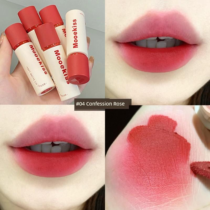 New Color Listing! Mooekiss Mukoshi Lip Mud Matte Finish Lip Lacquer No Stain on Cup V27 V29 V25