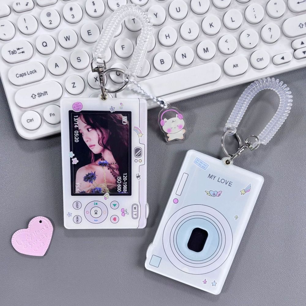 Acrylic Idol Photo Card Sleeves Keychain Student ID Badge Holder Portable Kpop Photocard Holder