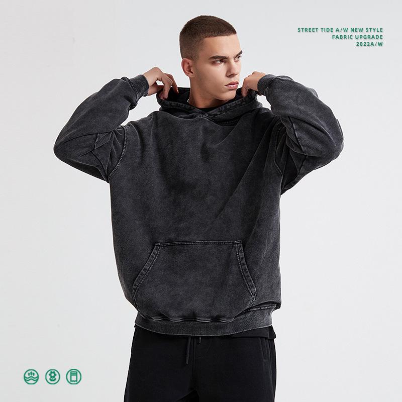 2024 Autumn/Winter Vintage Minimalist Heavyweight Washed Waxed Terry Hoodie (420gsm)