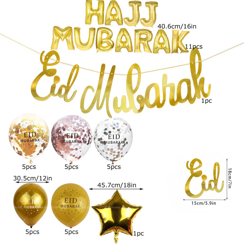 10ks/11ks/15ks/38ks/42ks Eid Mubarak Balónek Ramadanová Dekorace Pro Domov Pomoc Al-fitr Mubarak Kareem Párty Potřeby