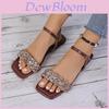 Large Size European And American Style Flat Sandals For Women With Water Drill Buckle Square Head Beach Slippers