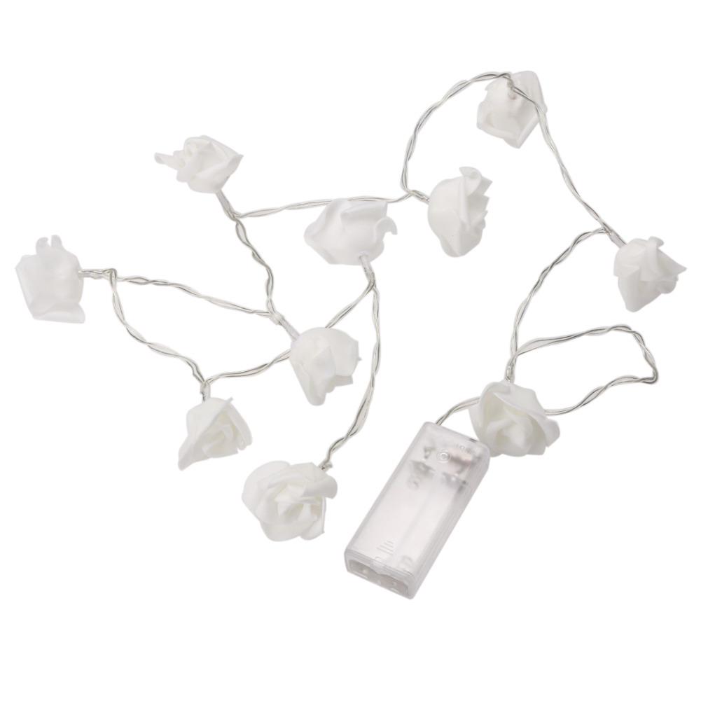 10LED Rose Flower String Lights Battery Operated For Wedding Home Party Birthday Festival Indoor Outdoor Decorations 1.2M
