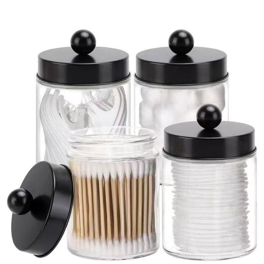 

2Pcs Round Cotton Ball/Swabs Dispenser Plastic Cosmetic Pads Container Qtip Holder for Home срібний