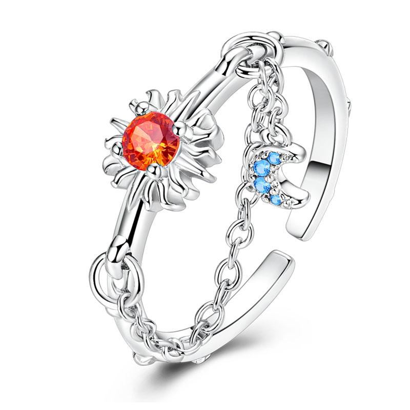 Real 925 Silver Feather Butterfly Flower Sun Moon Animal Design Open Rings Fit For Wedding Party Fine Jewelry