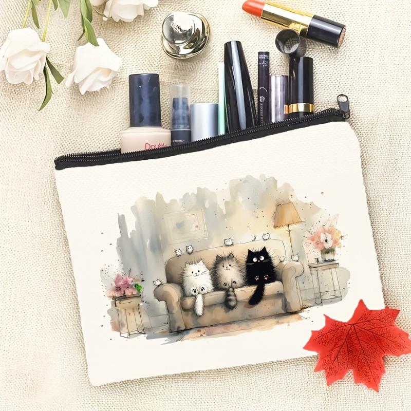Adorable Cartoon Print Large Capacity Makeup Bag Portable Cosmetic Toiletry Organizer for Women Home Travel