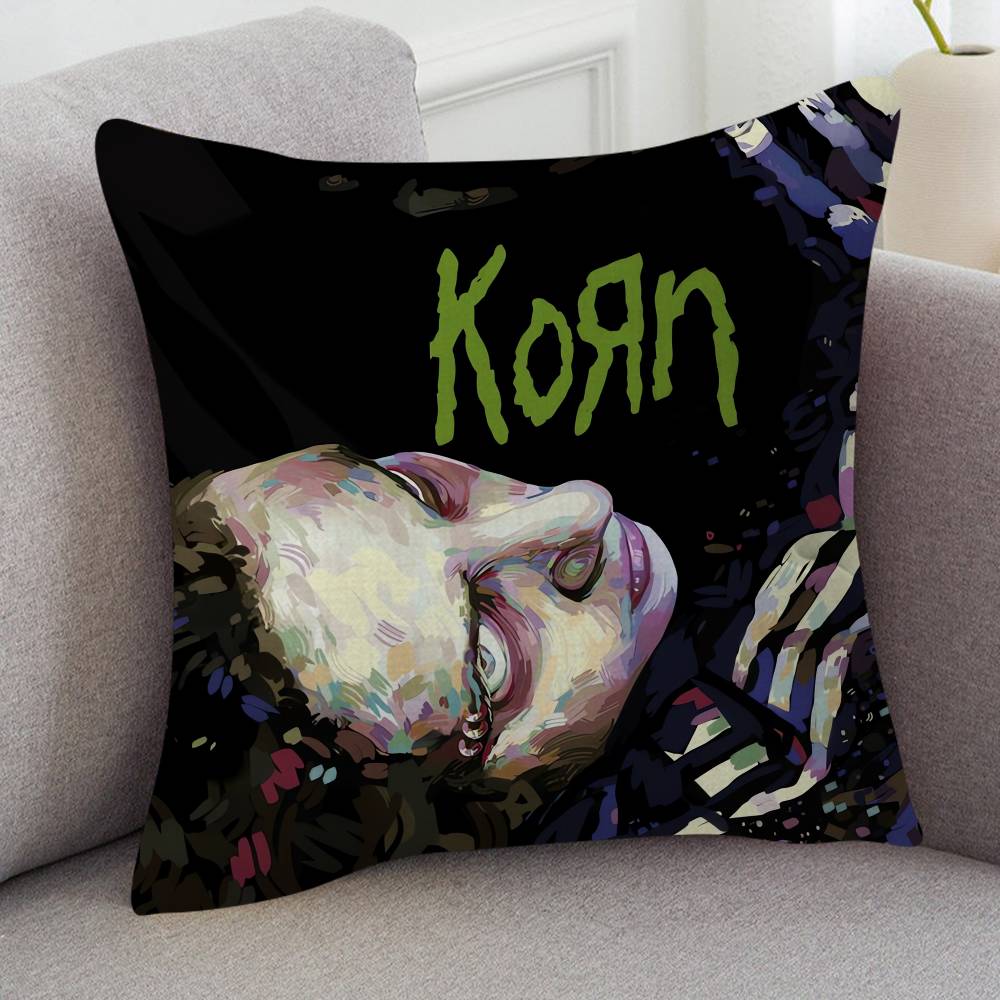 Rock Band Korn Cartoon Series Square Pillowcase Soft Waist Sofa Cushion Cover Bedroom Room Pillowcase