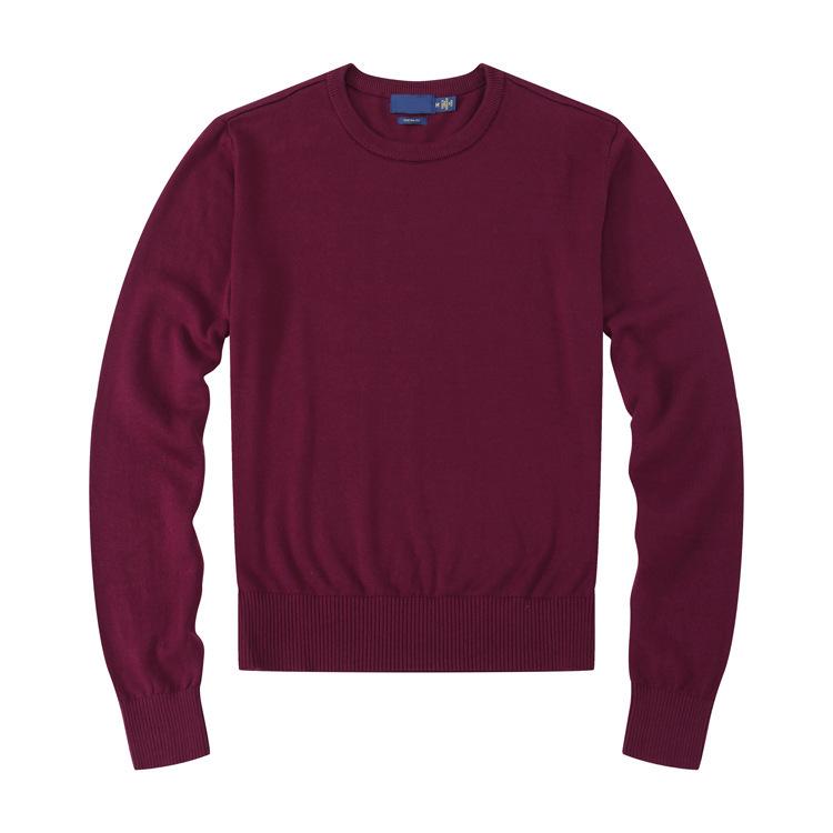 Men's Lambswool Knit Sweater - Autumn/Winter, Round Neck, Solid Color